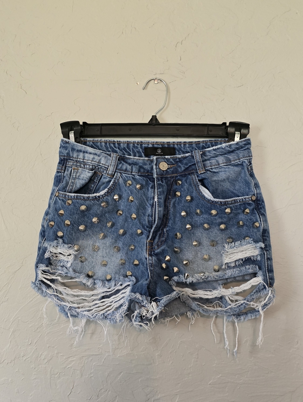 Womens MISSGUIDED DENIM Blue Studded Denim Shorts Sz 4